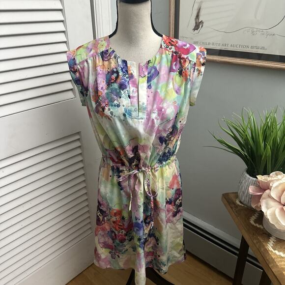 A AMANDA UPRICHARD Dress Womens Medium Colorful Abstract Mini Shift Modern Boho - Picture 1 of 13